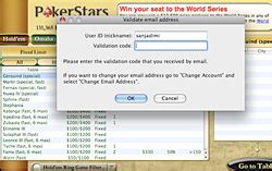pokerstars email validation